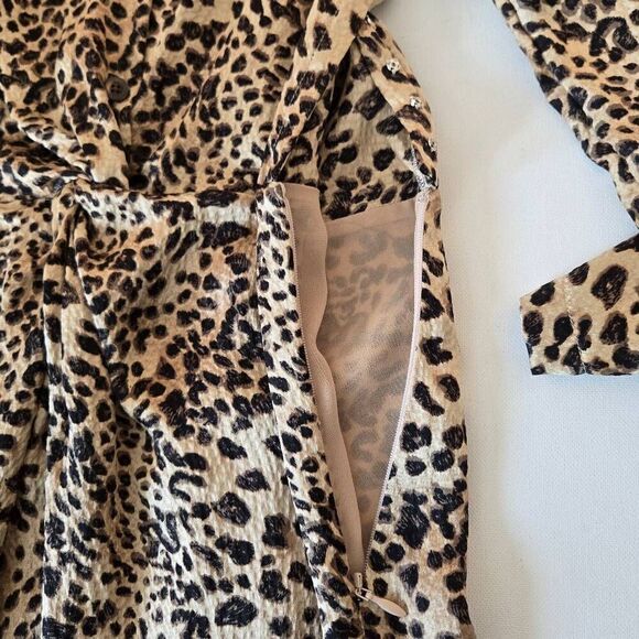 Rebecca Taylor Womens Silk Lynx Animal Print Dress Size 0 - Picture 5 of 16